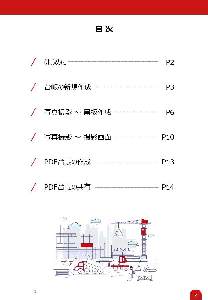 目次-ミライ工事アプリの操作マニュアル