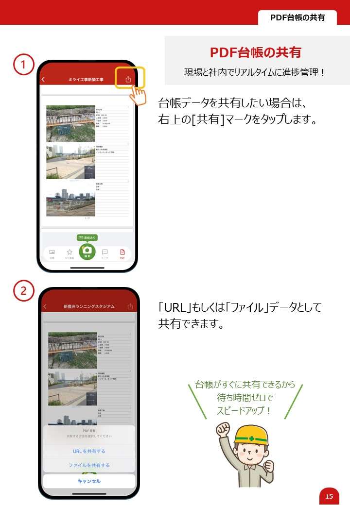 PDF台帳の共有-ミライ工事の操作マニュアル