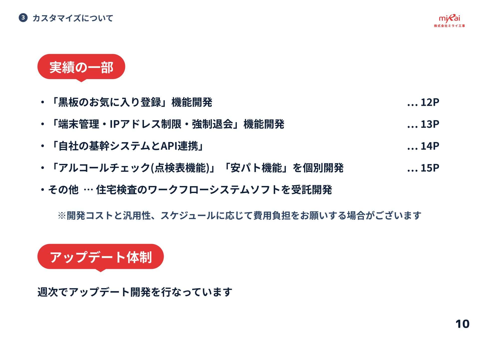 ミライ工事アプリのカスタマイズについて